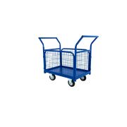 Тележка платформенная TOR ТП-6С (800х1200) с бортами из сетки и двумя ручками (колеса 160 мм)